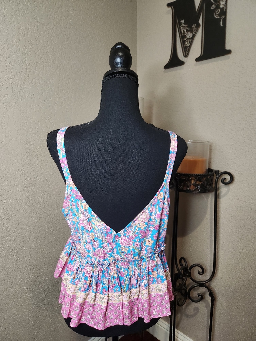 Plenty by Tracy Reese For Anthroplogie Pink Meadow Floral Peplum Camisole - Picture 2 of 8
